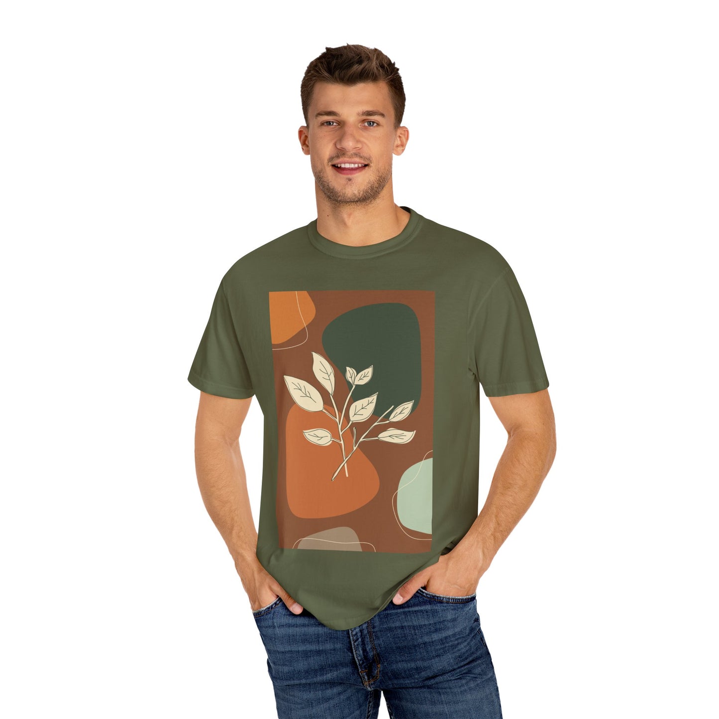 Boho Leafy T-Shirt, Unisex Short Sleeve Tee, Casual Wear, Earthy Aesthetic, Gifts for Nature Lovers, Comfortable Everyday Style