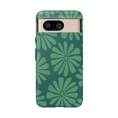Stylish iPhone Case, Floral Phone Cover, Tough Phone Cases, Green Daisy Design, Unique Gift for Her, Spring Accessories