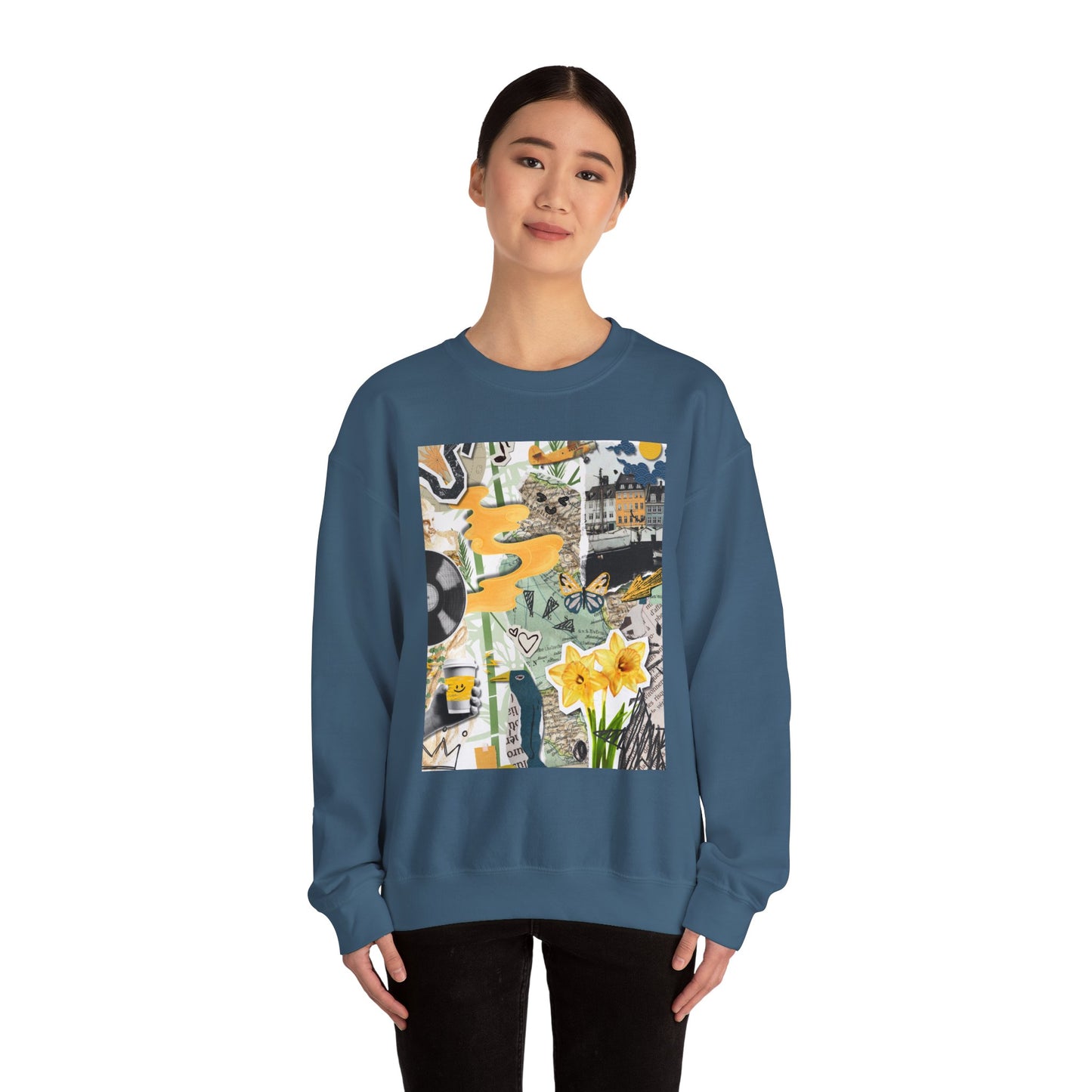 Vibrant Art Sweatshirt for Creatives, Cozy Fall Layering, Gift for Artists, Unique Graphic Pullovers, Casual Everyday Wear, Abstract, Vintage, Collage, Crewneck, Cool Hoodies