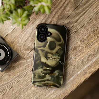 Skull Phone Case - Tough Cases, Macabre Style, Unique Accessories, Perfect for Halloween, Gothic Decor, Edgy Gift Idea | Van Gogh Reimagined, Abstract Twist on  Van Gogh's Skeleton with Burning Cigarette