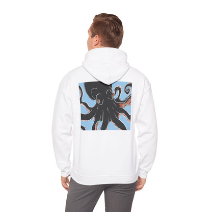 Zen Frog Octopus Unisex Heavy Blend Hooded Sweatshirt, Cozy Graphic Hoodie, Gift for Ocean Lovers, Unique Casual Wear, Relaxed Style