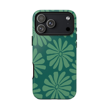 Stylish iPhone Case, Floral Phone Cover, Tough Phone Cases, Green Daisy Design, Unique Gift for Her, Spring Accessories