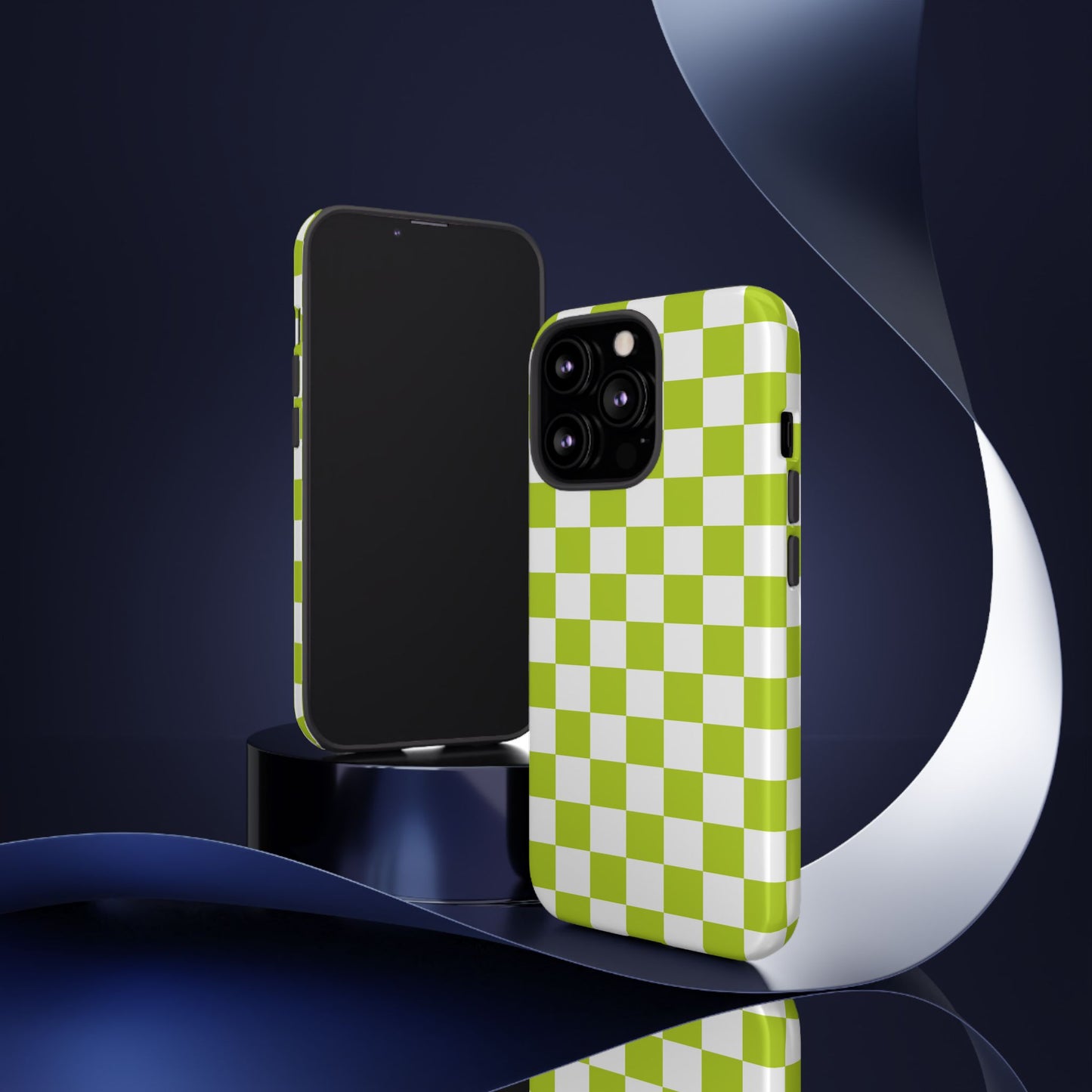 Lively Checker Pattern Phone Case | Tough Cases, Green Checkered Design, Unique Cell Phone Cover, Trendy Accessory, Gift Idea