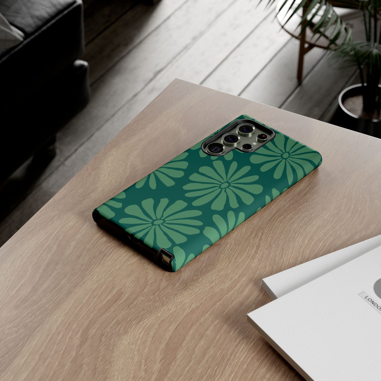 Stylish iPhone Case, Floral Phone Cover, Tough Phone Cases, Green Daisy Design, Unique Gift for Her, Spring Accessories