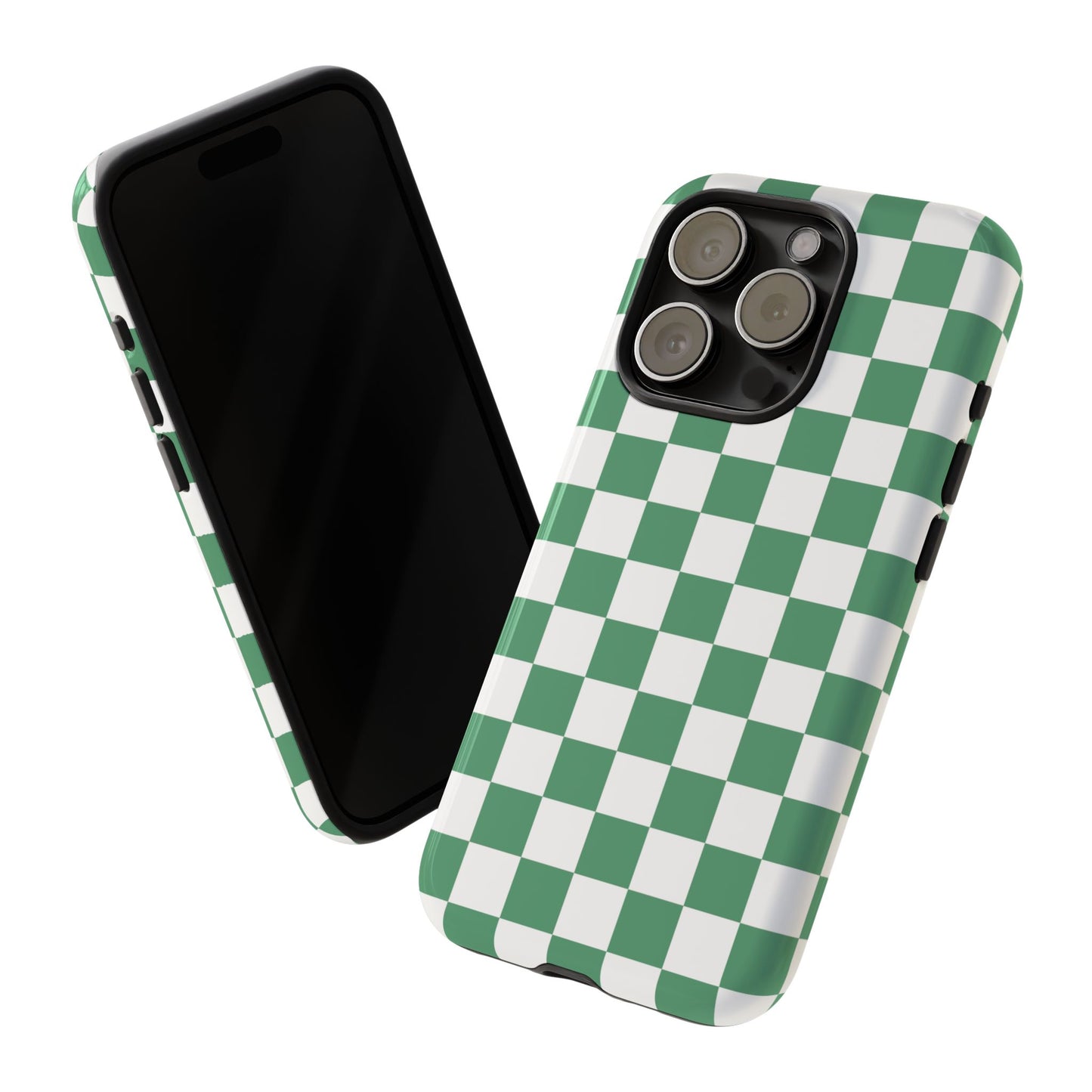 Stylish Phone Case - Green Checker Print, Trendy Phone Cover, Unique Gift, Modern Accessories, Eco-Friendly Case