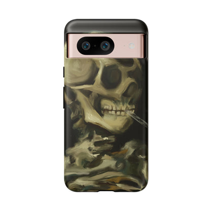 Skull Phone Case - Tough Cases, Macabre Style, Unique Accessories, Perfect for Halloween, Gothic Decor, Edgy Gift Idea | Van Gogh Reimagined, Abstract Twist on  Van Gogh's Skeleton with Burning Cigarette