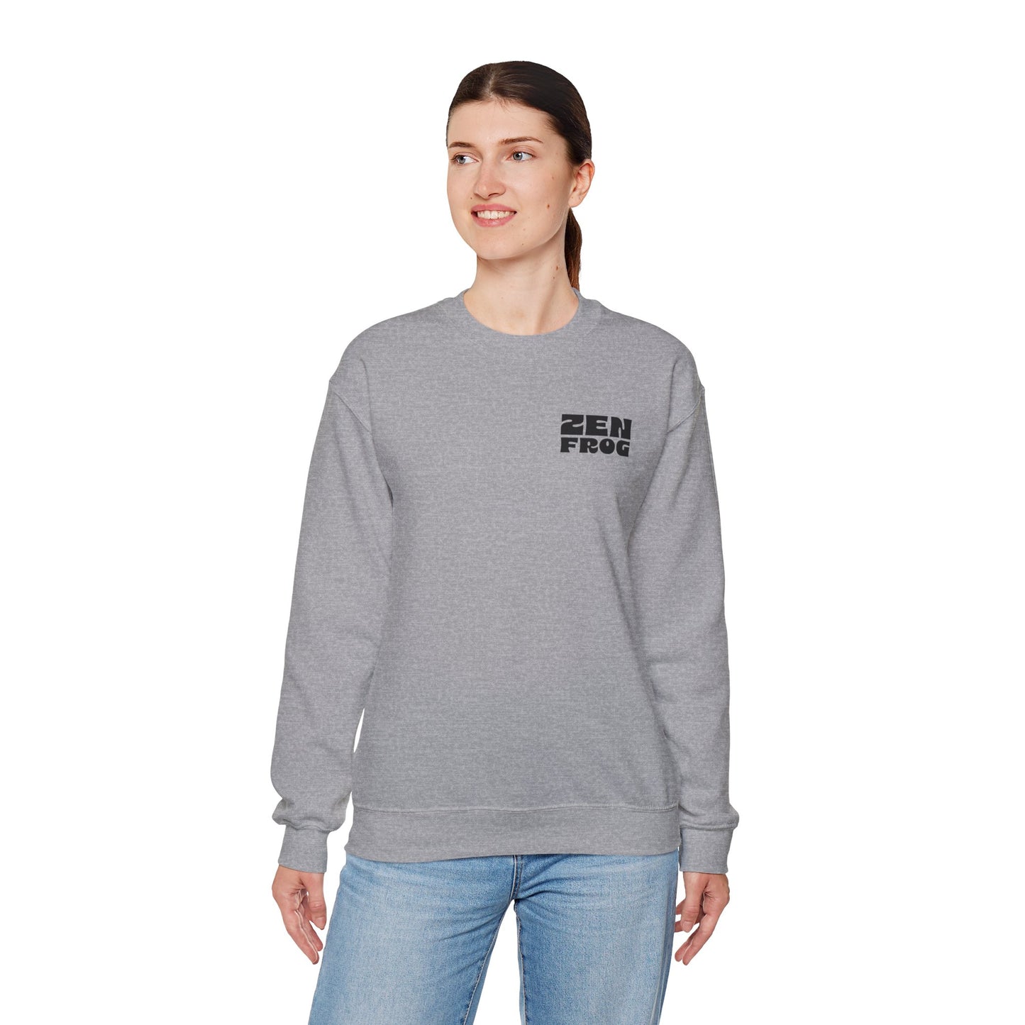 Zen Frog Crewneck Sweatshirt, Unisex Pullover for Relaxation, Cozy Gift for Meditation, Fun Casual Wear, Chill Vibes