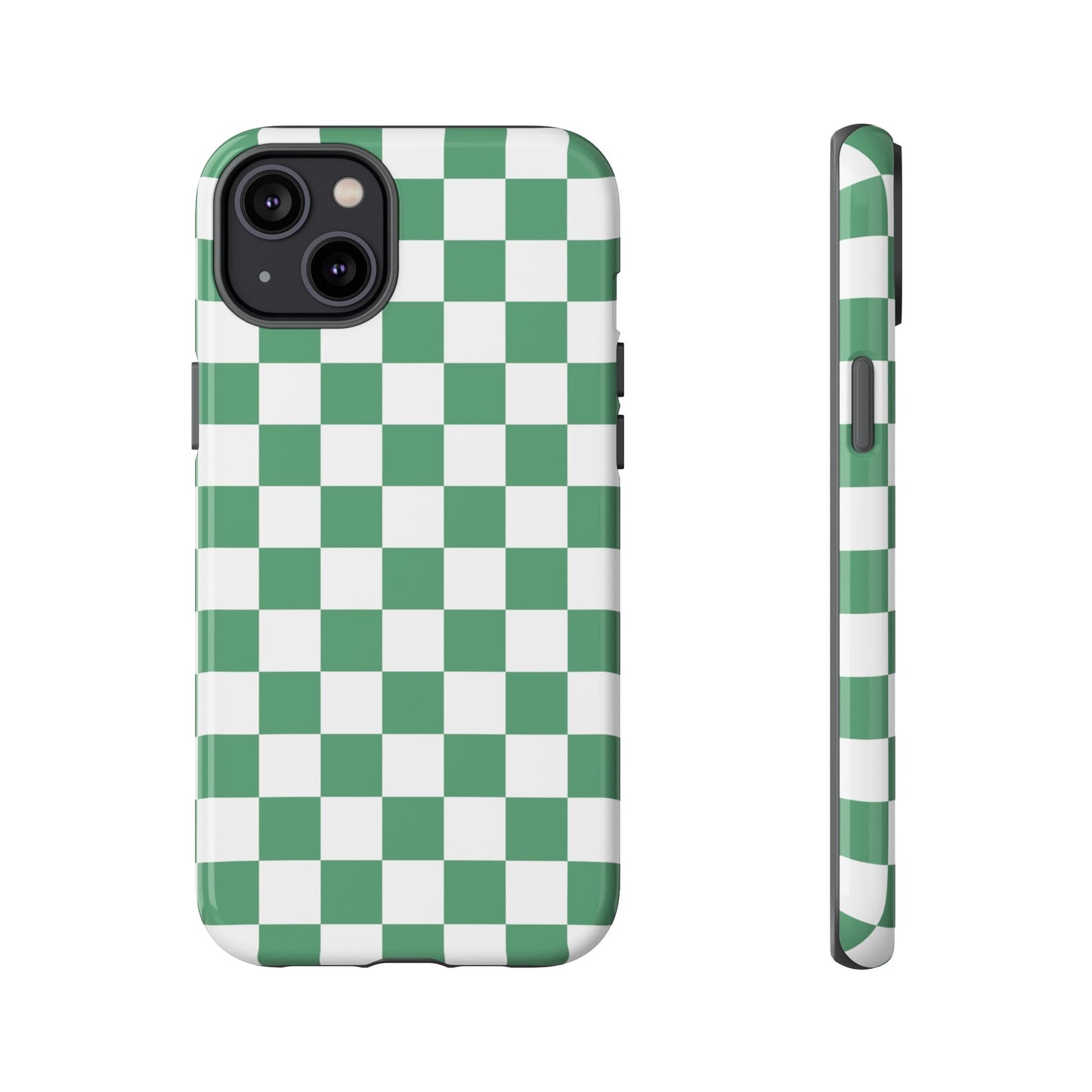 Stylish Phone Case - Green Checker Print, Trendy Phone Cover, Unique Gift, Modern Accessories, Eco-Friendly Case