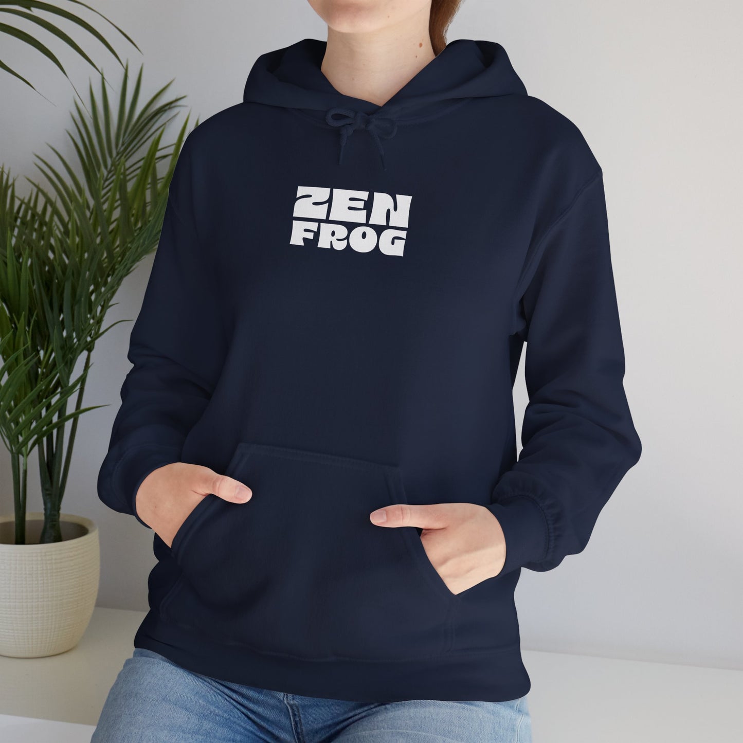 Zen Frog Octopus Unisex Heavy Blend Hooded Sweatshirt, Cozy Graphic Hoodie, Gift for Ocean Lovers, Unique Casual Wear, Relaxed Style