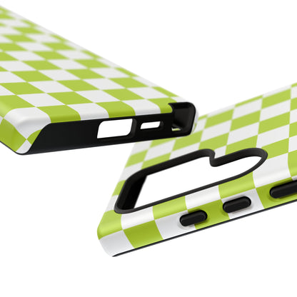 Lively Checker Pattern Phone Case | Tough Cases, Green Checkered Design, Unique Cell Phone Cover, Trendy Accessory, Gift Idea