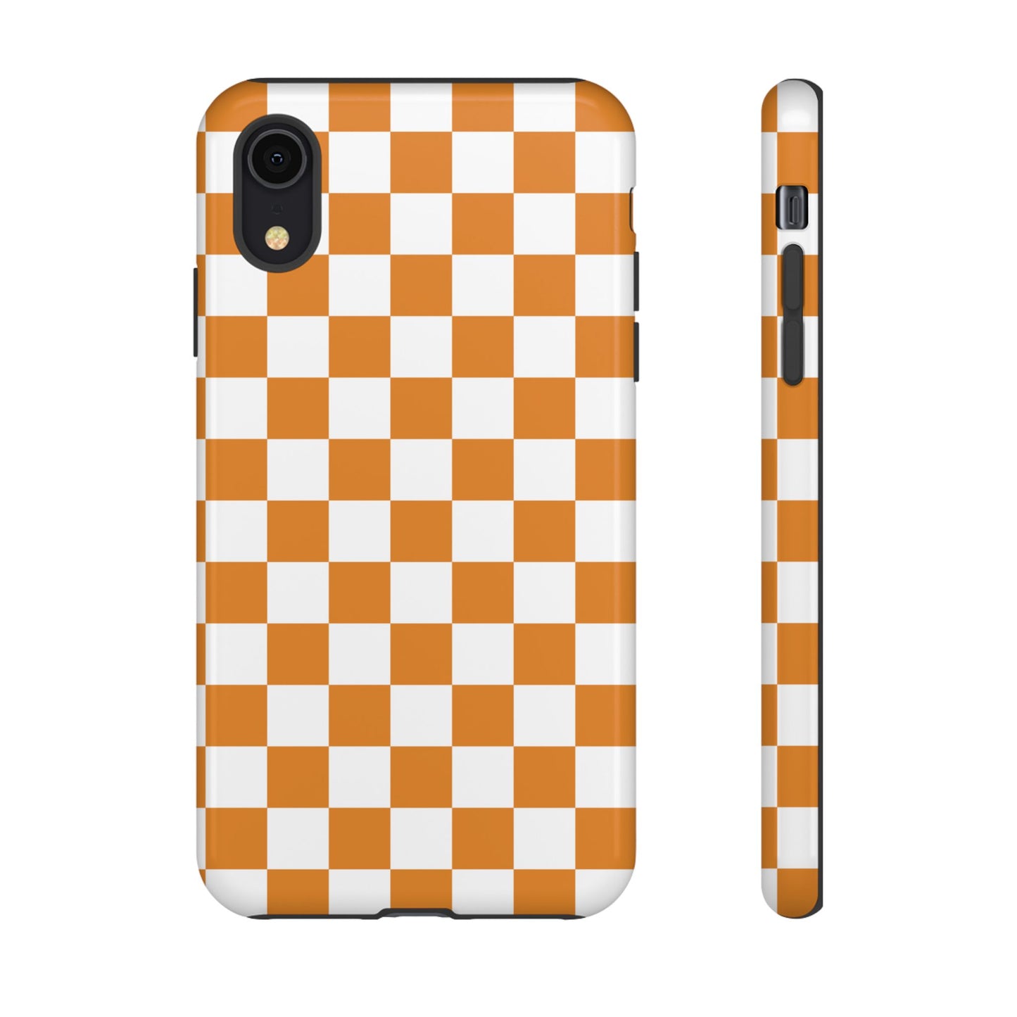Orange Checkerboard Phone Case, Stylish Tough Cases for Protection, Gift for Friends, Trendy Cell Phone Accessories, Statement Tech Gear