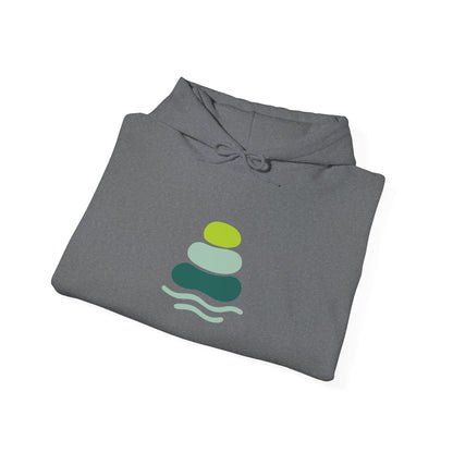 Serene Stacked Stones Hoodie, Unisex Sweatshirt for Mindfulness, Cozy Layer for Relaxation, Gift for Yoga Lovers, Perfect for Meditation