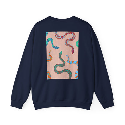 Funky Snake Unisex Crewneck Sweatshirt, Cozy Apparel, Unique Gift, Snake Art, Relaxed Style, Perfect for Casual Outings
