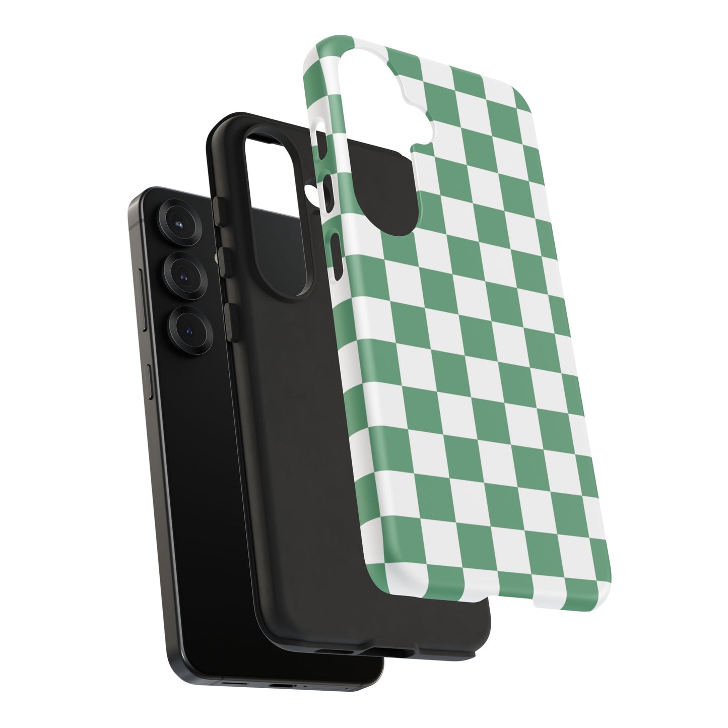 Stylish Phone Case - Green Checker Print, Trendy Phone Cover, Unique Gift, Modern Accessories, Eco-Friendly Case
