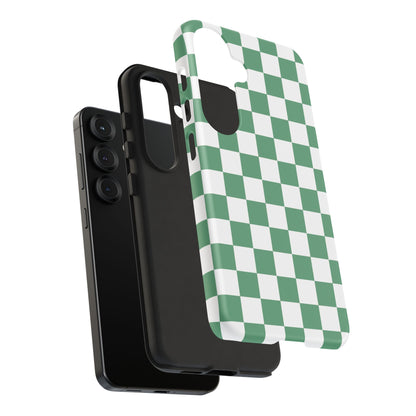 Stylish Phone Case - Green Checker Print, Trendy Phone Cover, Unique Gift, Modern Accessories, Eco-Friendly Case
