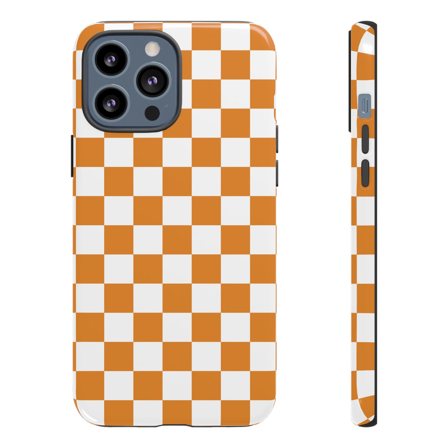 Orange Checkerboard Phone Case, Stylish Tough Cases for Protection, Gift for Friends, Trendy Cell Phone Accessories, Statement Tech Gear