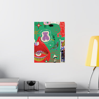 Vibrant Matte Vertical Posters, Retro Wall Art, Playful Home Decor, Unique Gift for Art Lovers, Perfect for Parties and Celebrations