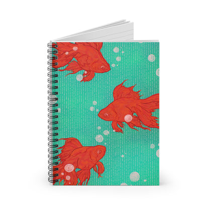Colorful Fish Spiral Notebook - Perfect for Journaling, School Notes, Gift for Writers, Aqua Fish Design, Cute Stationery, Goldfish Art Journal