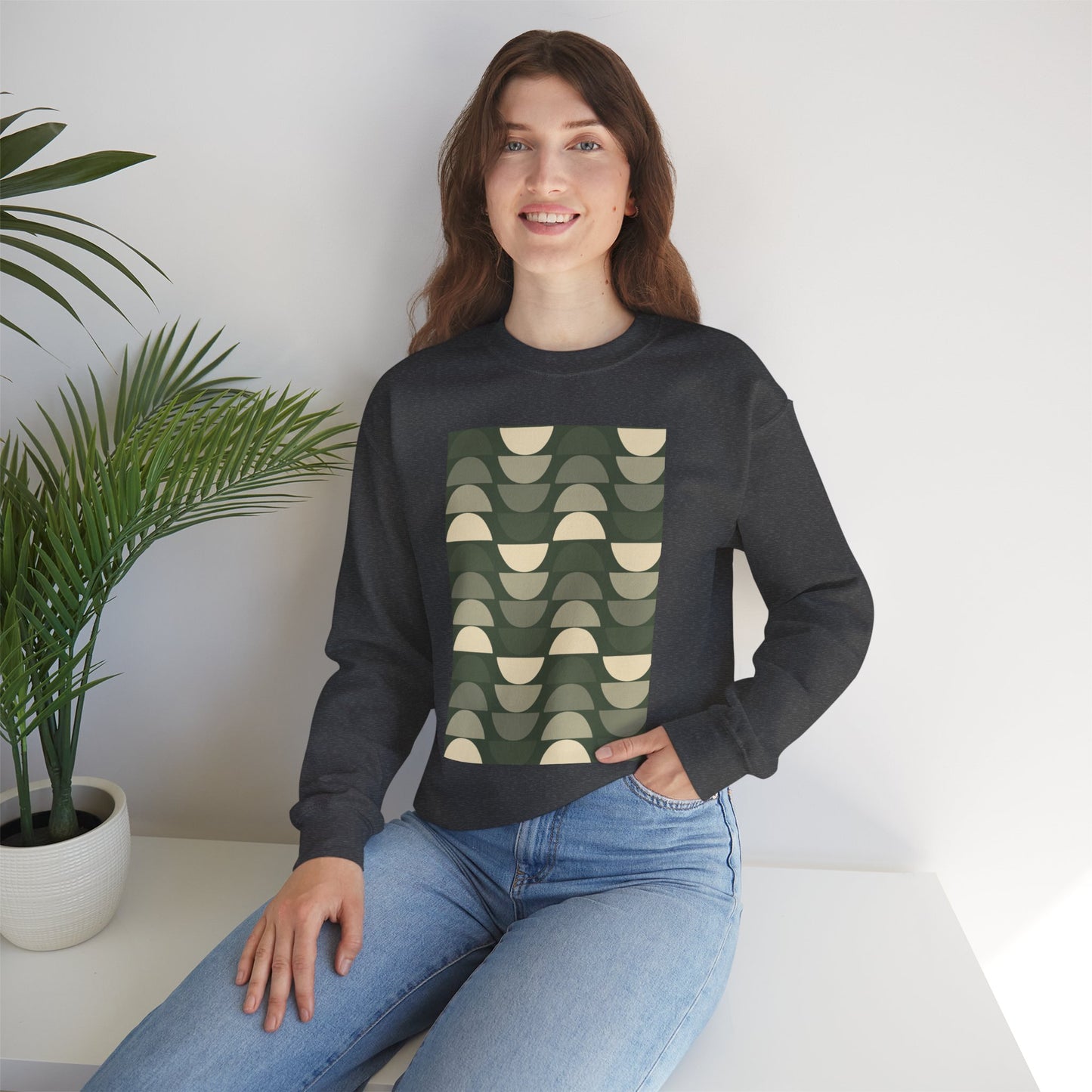 Stylish Geometric Crewneck Sweatshirt for Relaxed Vibes, Cozy Layer, Unisex Fashion Piece, Perfect Gift for Art Lovers, Casual Wear