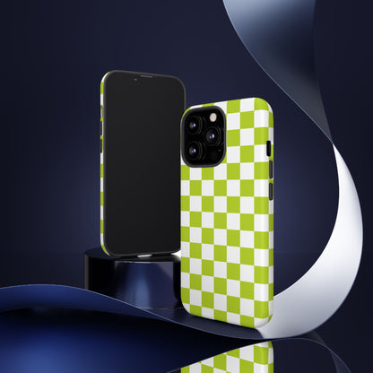 Lively Checker Pattern Phone Case | Tough Cases, Green Checkered Design, Unique Cell Phone Cover, Trendy Accessory, Gift Idea