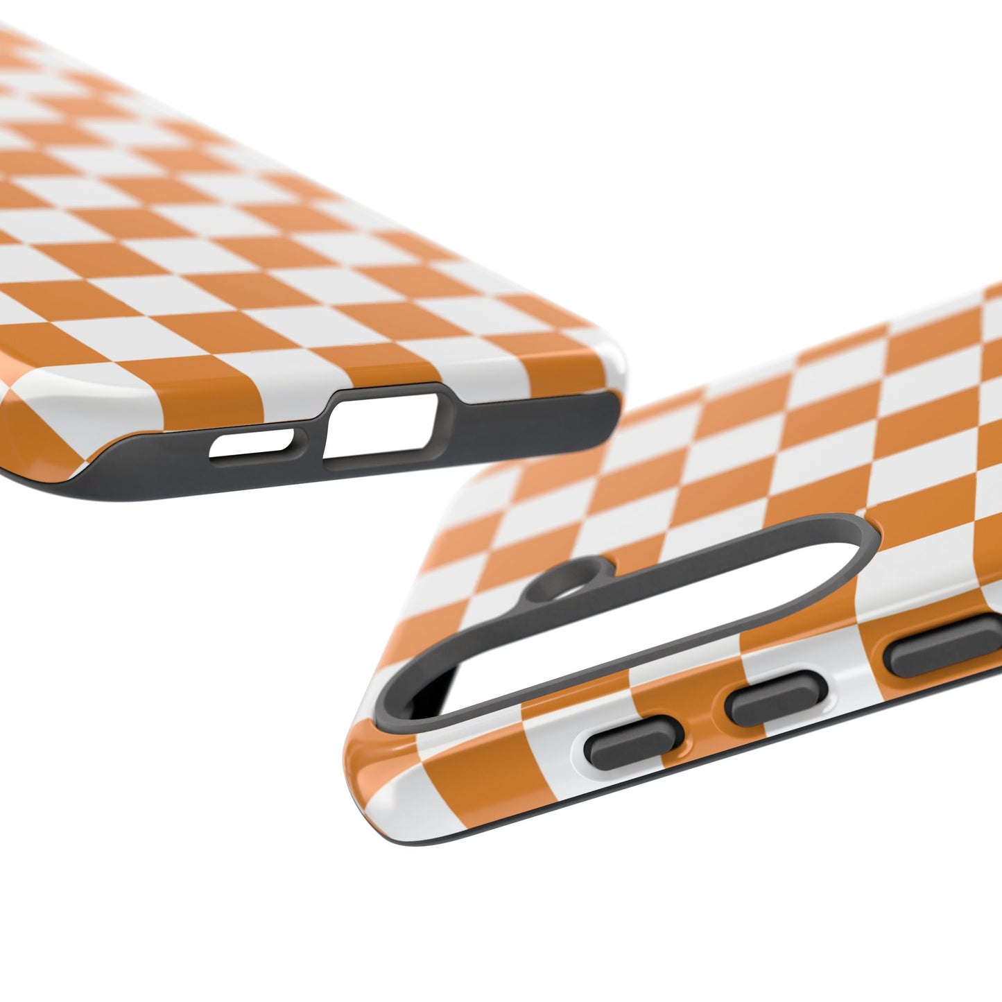 Orange Checkerboard Phone Case, Stylish Tough Cases for Protection, Gift for Friends, Trendy Cell Phone Accessories, Statement Tech Gear