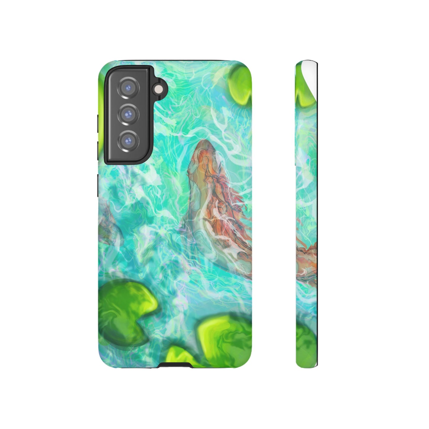 Watercolor Phone Case, Nature Lover Gift, Tough Phone Cover, Phone Accessory, Unique Design for Spring/Summer, Lily Pad, Fish Pond