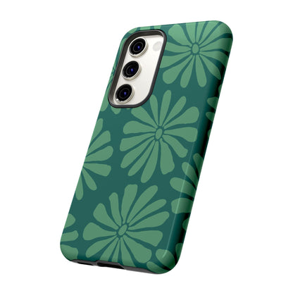 Stylish iPhone Case, Floral Phone Cover, Tough Phone Cases, Green Daisy Design, Unique Gift for Her, Spring Accessories