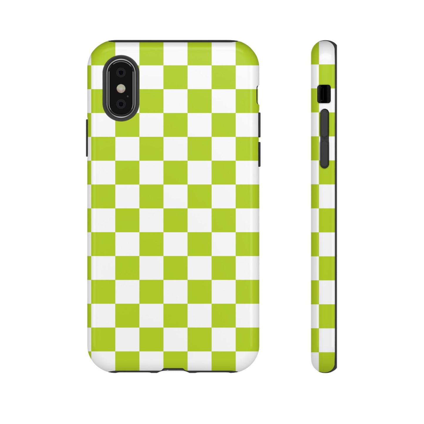 Lively Checker Pattern Phone Case | Tough Cases, Green Checkered Design, Unique Cell Phone Cover, Trendy Accessory, Gift Idea
