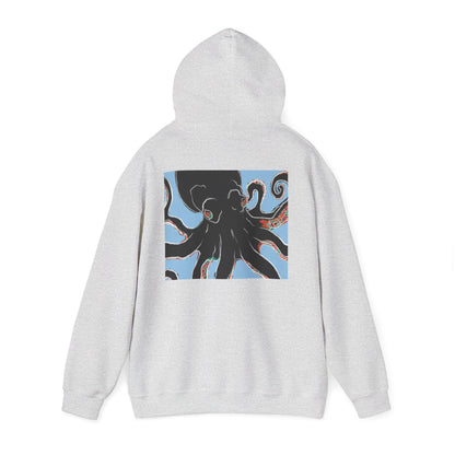 Zen Frog Octopus Unisex Heavy Blend Hooded Sweatshirt, Cozy Graphic Hoodie, Gift for Ocean Lovers, Unique Casual Wear, Relaxed Style