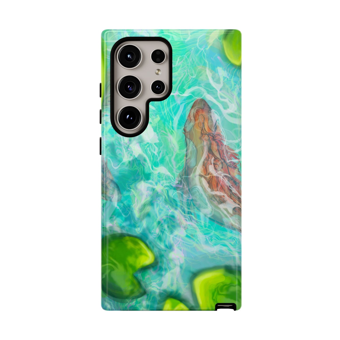 Watercolor Phone Case, Nature Lover Gift, Tough Phone Cover, Phone Accessory, Unique Design for Spring/Summer, Lily Pad, Fish Pond