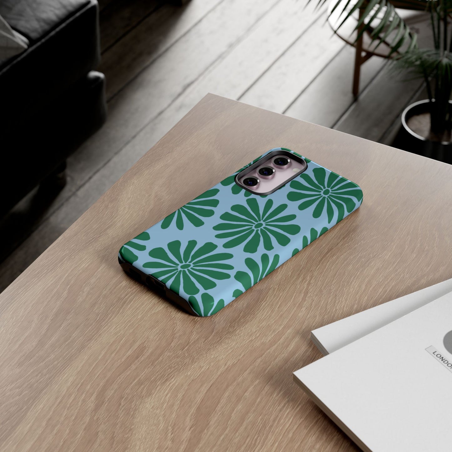 Stylish iPhone Case, Floral Phone Cover, Tough Phone Cases, Green Daisy Design, Unique Gift for Her, Spring Accessories