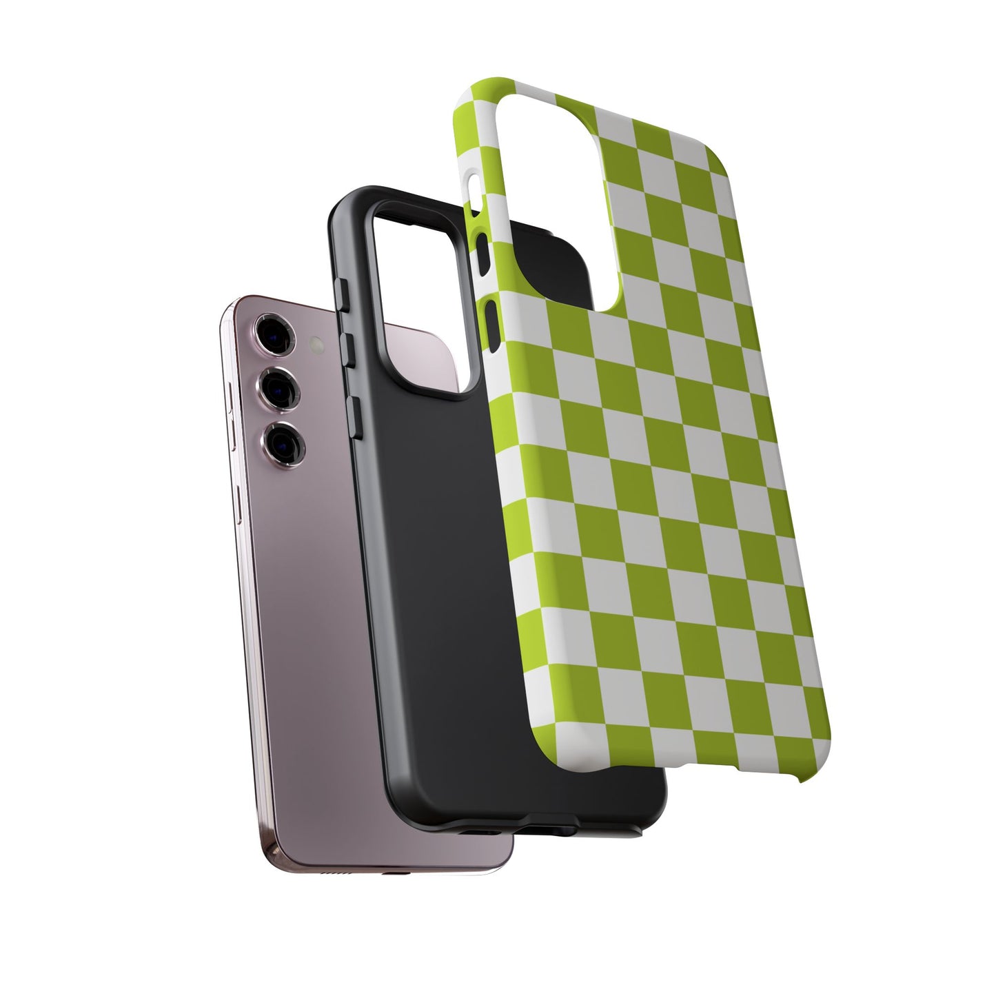 Lively Checker Pattern Phone Case | Tough Cases, Green Checkered Design, Unique Cell Phone Cover, Trendy Accessory, Gift Idea