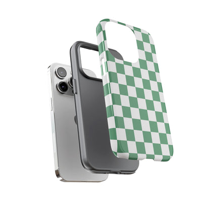 Stylish Phone Case - Green Checker Print, Trendy Phone Cover, Unique Gift, Modern Accessories, Eco-Friendly Case