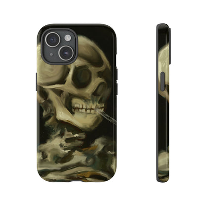 Skull Phone Case - Tough Cases, Macabre Style, Unique Accessories, Perfect for Halloween, Gothic Decor, Edgy Gift Idea | Van Gogh Reimagined, Abstract Twist on  Van Gogh's Skeleton with Burning Cigarette
