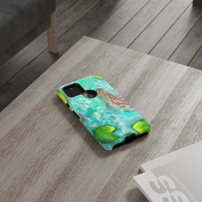 Watercolor Phone Case, Nature Lover Gift, Tough Phone Cover, Phone Accessory, Unique Design for Spring/Summer, Lily Pad, Fish Pond