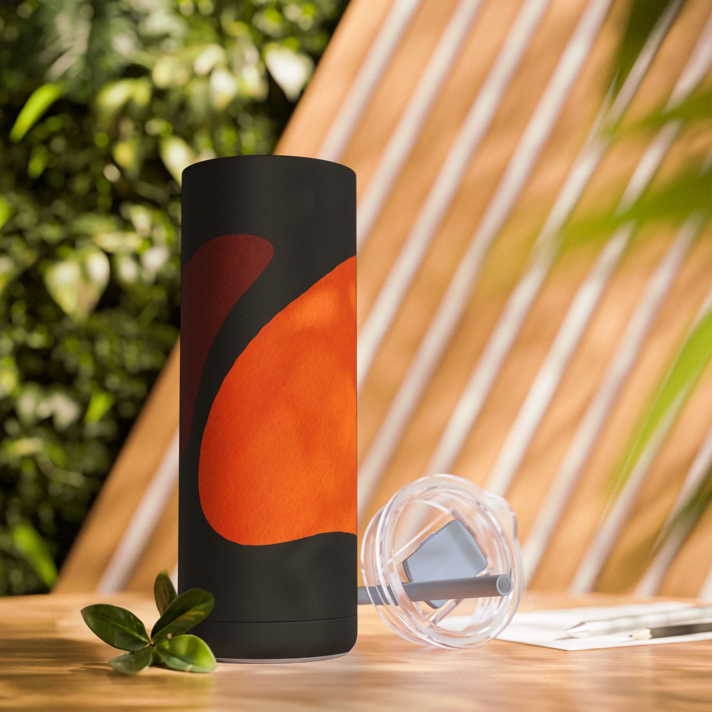 Modern Abstract Skinny Tumbler with Straws, Trendy Drinkware for Stylish Hydration, Ideal for Gifts, Home, and Parties