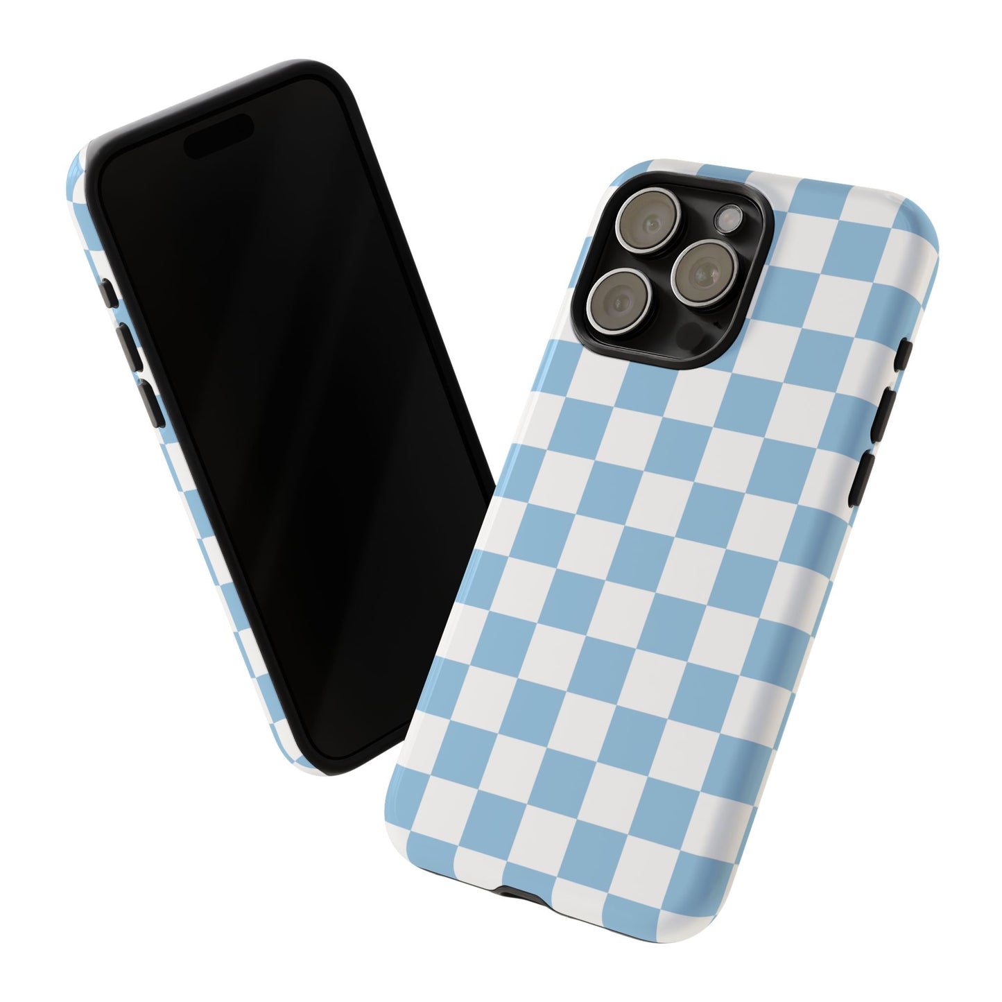 Blue Checkered Phone Case, Tough Phone Cover, Stylish Mobile Protector, Unique Gift for Him/Her, Trendy Accessories for Holidays