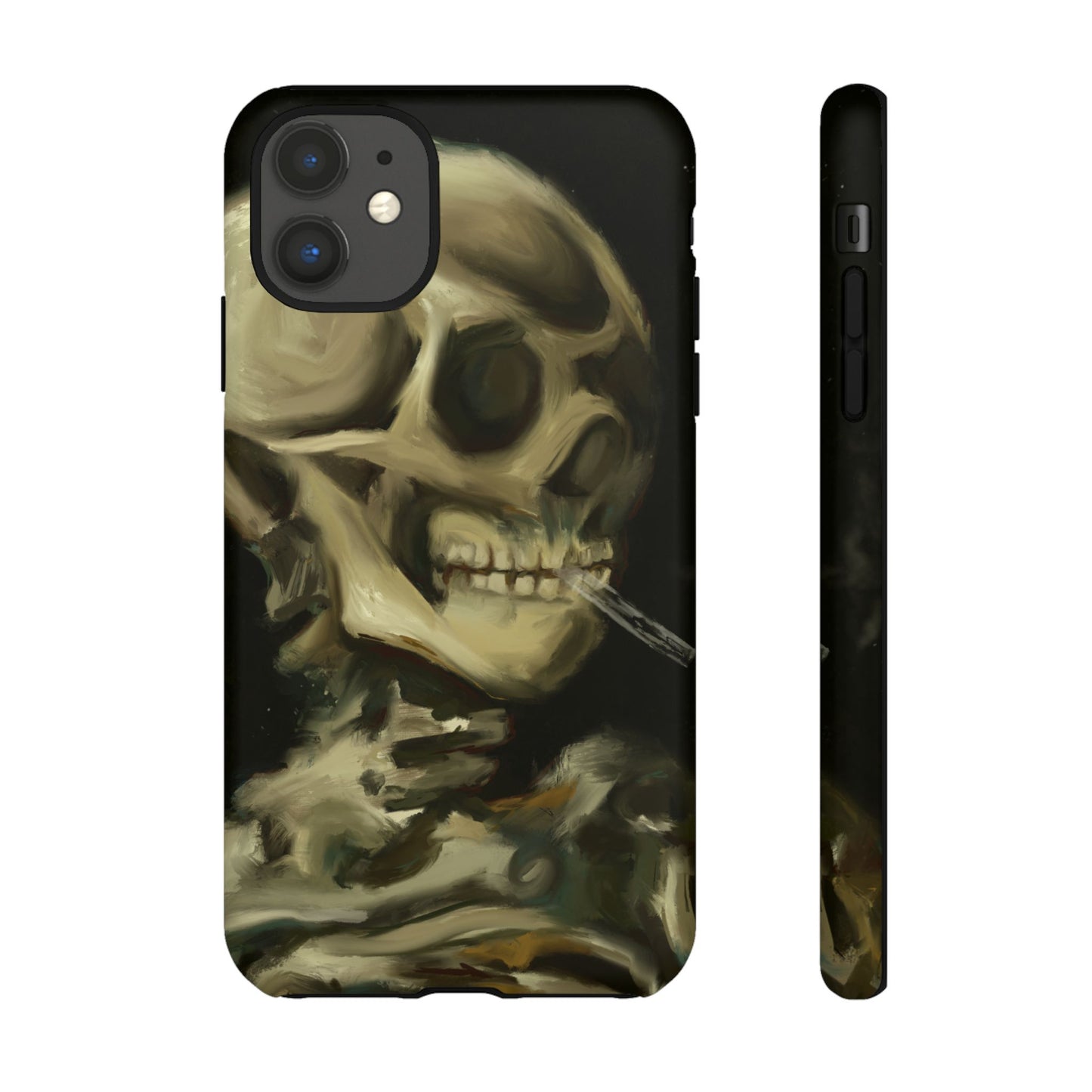 Skull Phone Case - Tough Cases, Macabre Style, Unique Accessories, Perfect for Halloween, Gothic Decor, Edgy Gift Idea | Van Gogh Reimagined, Abstract Twist on  Van Gogh's Skeleton with Burning Cigarette