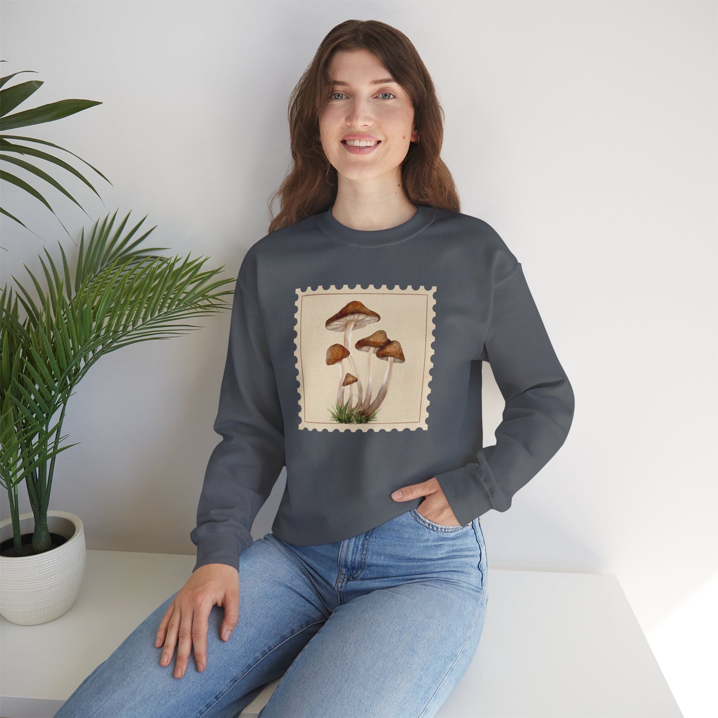 Mushroom Vibes Unisex Crewneck Sweatshirt - Cozy Fashion, Nature Lover Gift, Fall Outfit, Eco-Friendly Style, Perfect for Autumn, Artsy Sweatshirts, Premium, Nature-inspired Crewnecks