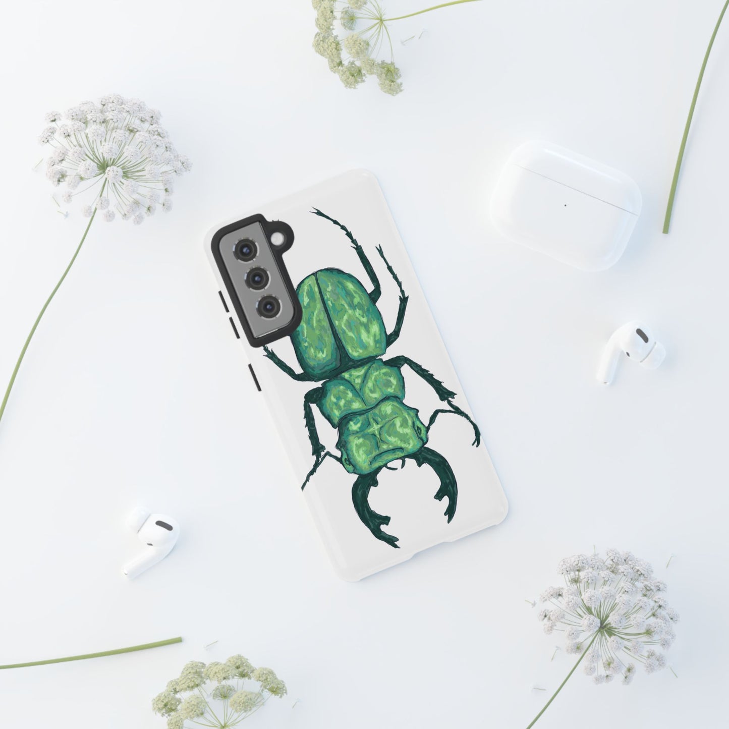 Green Beetle Phone Case - Tough Cases, Insect Lover Gift, Nature Lover Accessory, Unique Phone Cover, Eco-Friendly Design