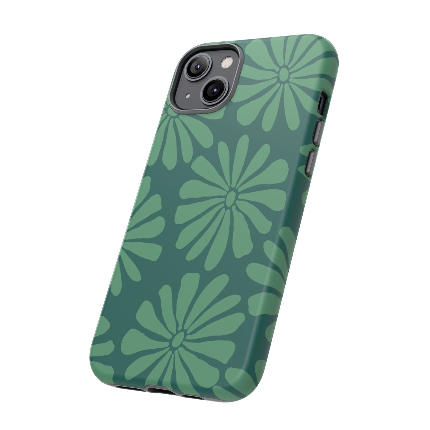 Stylish iPhone Case, Floral Phone Cover, Tough Phone Cases, Green Daisy Design, Unique Gift for Her, Spring Accessories