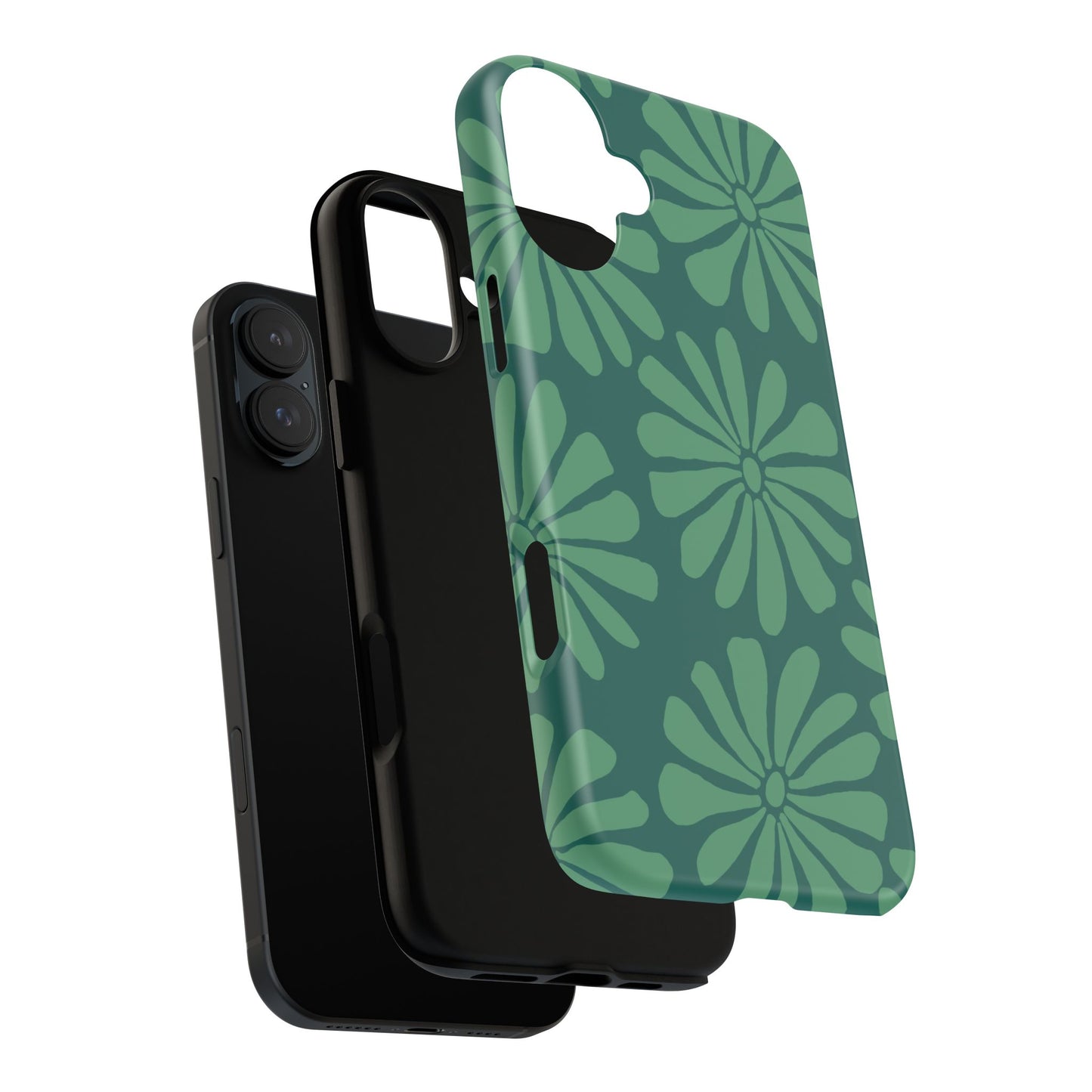Stylish iPhone Case, Floral Phone Cover, Tough Phone Cases, Green Daisy Design, Unique Gift for Her, Spring Accessories