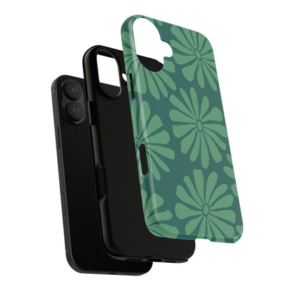 Stylish iPhone Case, Floral Phone Cover, Tough Phone Cases, Green Daisy Design, Unique Gift for Her, Spring Accessories