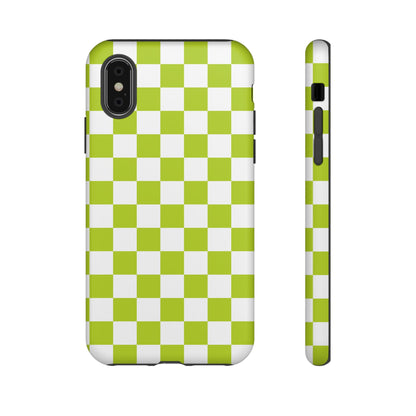Lively Checker Pattern Phone Case | Tough Cases, Green Checkered Design, Unique Cell Phone Cover, Trendy Accessory, Gift Idea