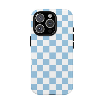 Blue Checkered Phone Case, Tough Phone Cover, Stylish Mobile Protector, Unique Gift for Him/Her, Trendy Accessories for Holidays