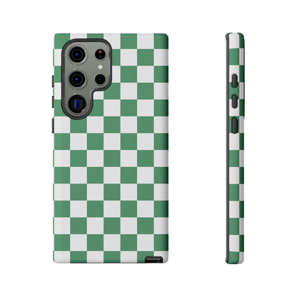 Stylish Phone Case - Green Checker Print, Trendy Phone Cover, Unique Gift, Modern Accessories, Eco-Friendly Case