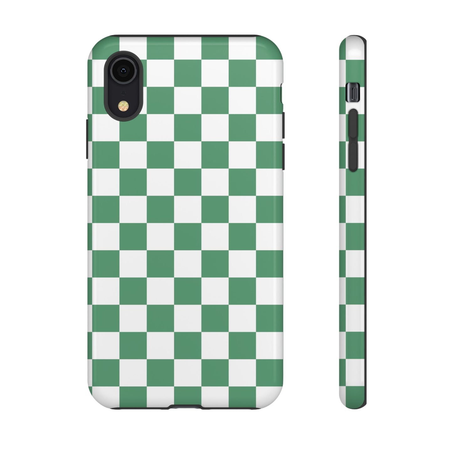 Stylish Phone Case - Green Checker Print, Trendy Phone Cover, Unique Gift, Modern Accessories, Eco-Friendly Case