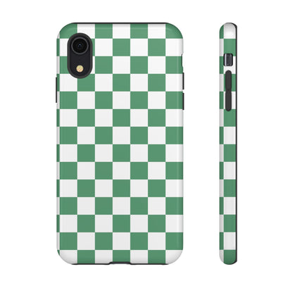 Stylish Phone Case - Green Checker Print, Trendy Phone Cover, Unique Gift, Modern Accessories, Eco-Friendly Case