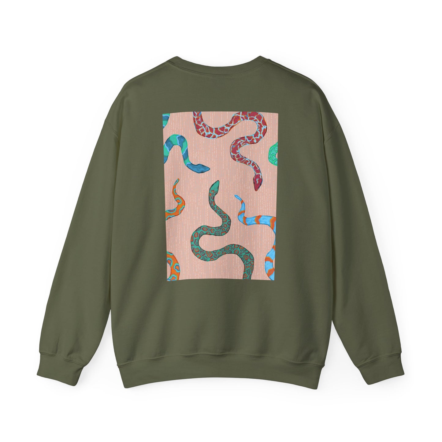 Funky Snake Unisex Crewneck Sweatshirt, Cozy Apparel, Unique Gift, Snake Art, Relaxed Style, Perfect for Casual Outings