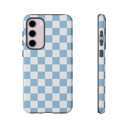 Blue Checkered Phone Case, Tough Phone Cover, Stylish Mobile Protector, Unique Gift for Him/Her, Trendy Accessories for Holidays